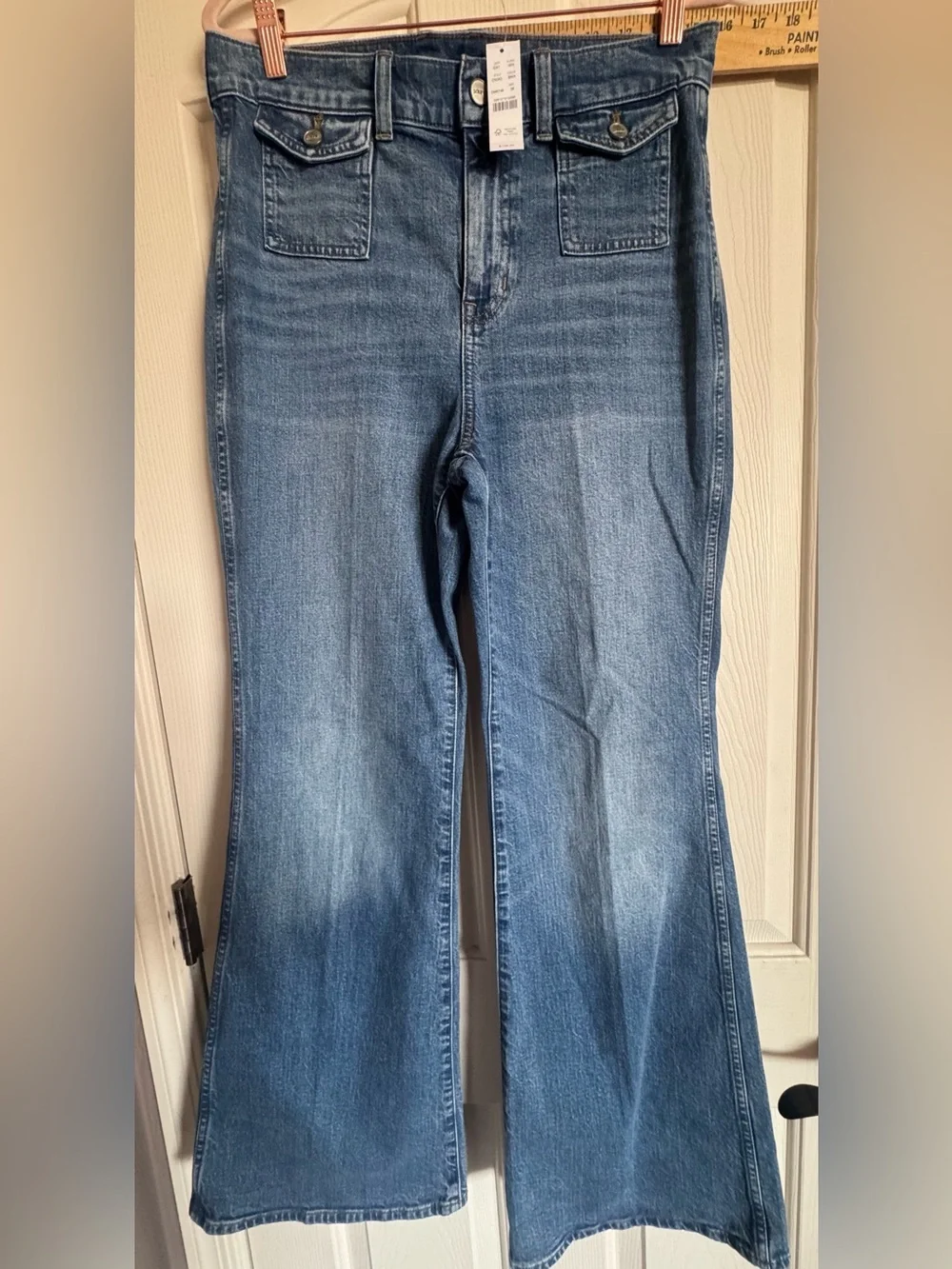 New! J. Crew Vintage flare jean with flap pockets